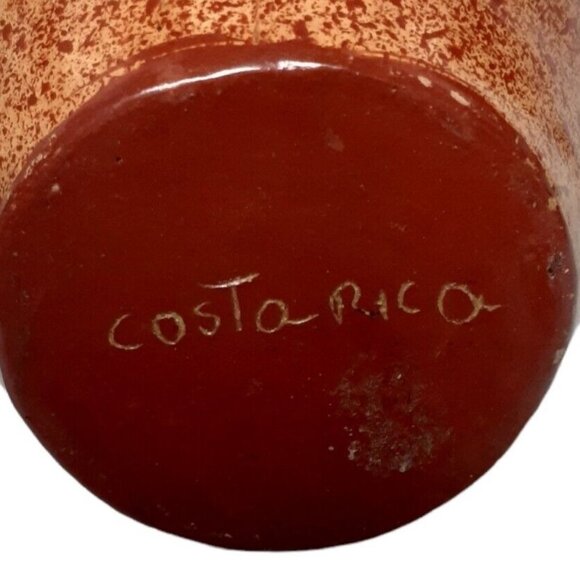 Atisan Costa Rican Pottery Signed Vase Hour Glass Speckled 6" Latin America - Picture 5 of 6